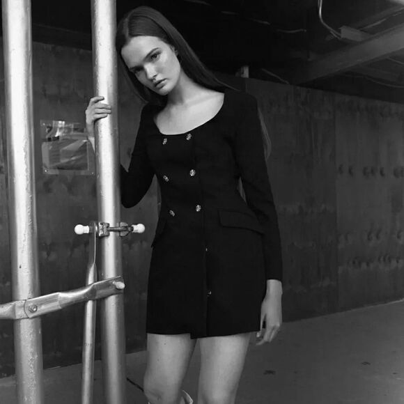 LAST 1! ZARA JEWEL BUTTON BLAZER DRESS - Picture 3 of 10